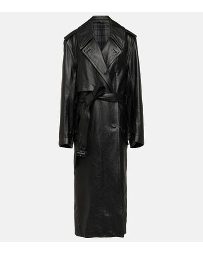 Balenciaga Cocoon Leather Trench Coat - Black