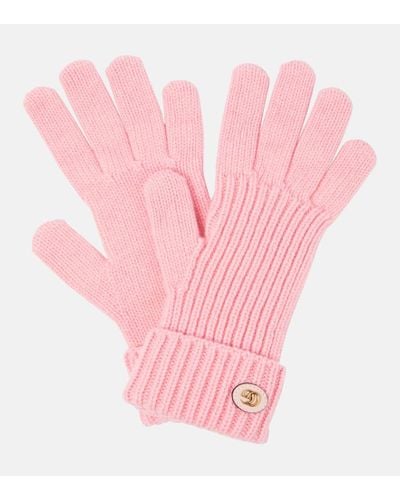 Gucci Wool Cashmere Gloves With Double G - Pink