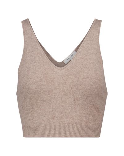 FRAME Top cropped in cashmere - Marrone