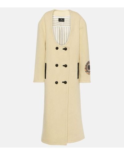 Etro Embroidered Wool-blend Coat - Natural
