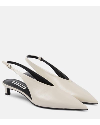Jil Sander Leather Slingback Court Shoes - White