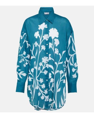 Juliet Dunn Camisa de algodon floral - Azul