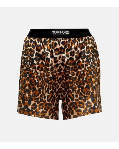 Tom Ford Shorts con print de leopardo - Negro