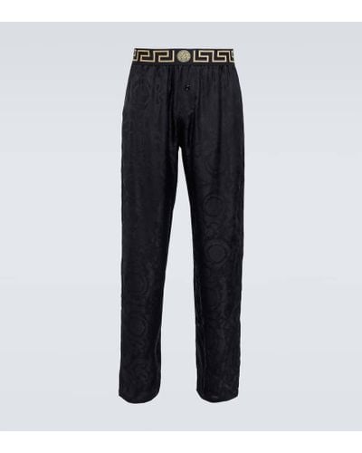 Versace Pantaloni pigiama Barocco in twill - Blu