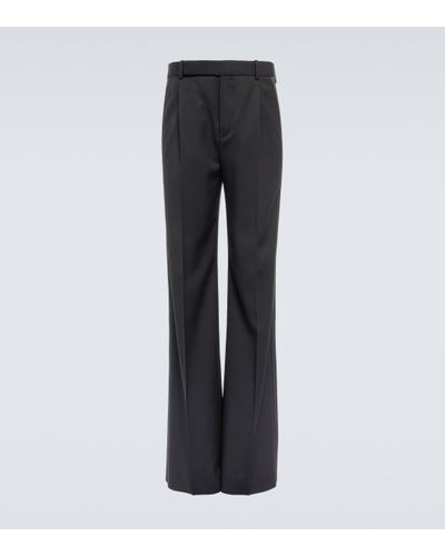 Saint Laurent Wide-leg Wool Trousers - Black