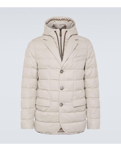 Herno Quilted Silk And Cashmere Coat - Natural