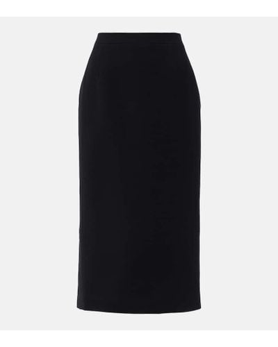 Alessandra Rich Wool Midi Skirt - Black