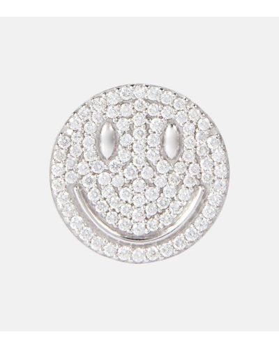 Eera Einzelner Ohrring Smile aus 18kt Weissgold mit Diamanten - Weiß