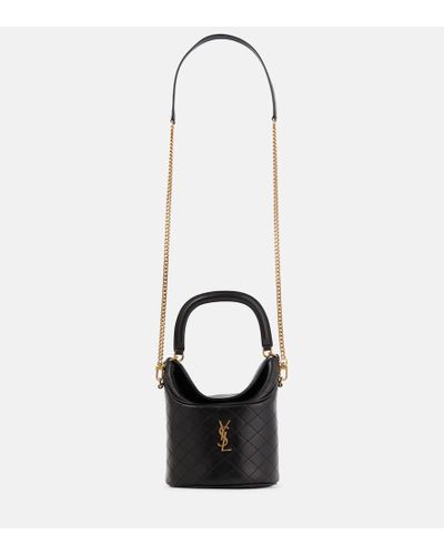 Saint Laurent Gaby Leather Bucket Bag - White