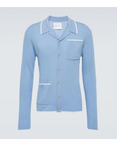 King & Tuckfield Camicia in lana a righe - Blu