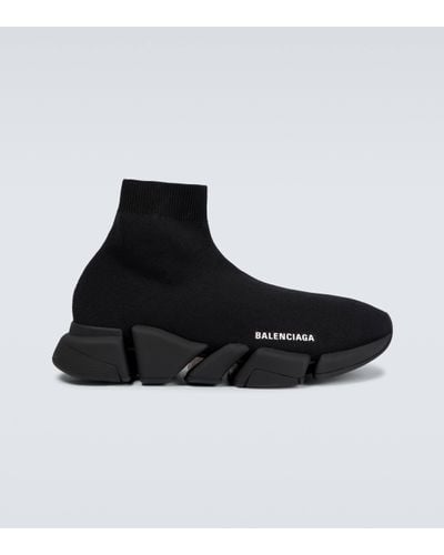 Balenciaga Baskets Montantes En Mailles Stretch À Logo Speed Lt - Noir