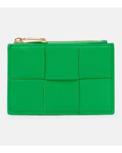 Bottega Veneta Intrecciato Leather Card Holder - Green