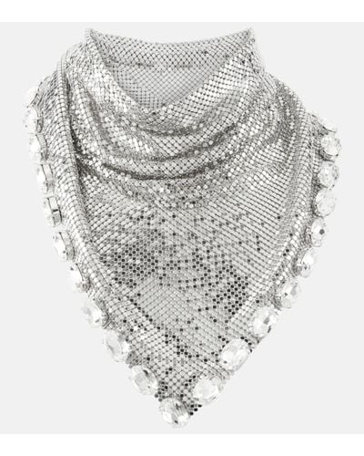 Rabanne Crystal-embellished Chainmail Necklace - Grey