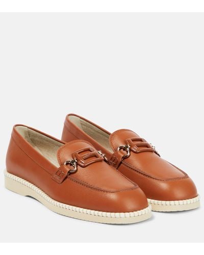 Hogan H642 Leather Loafers - Brown