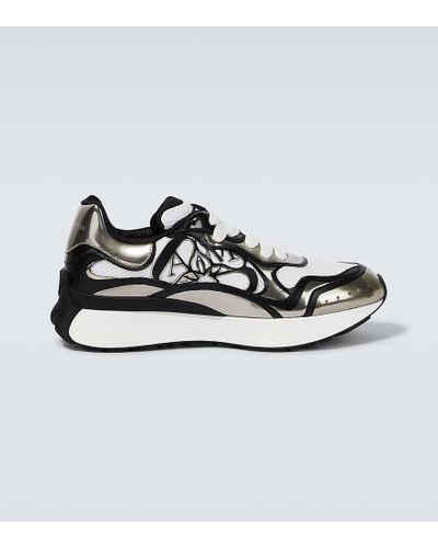 Alexander McQueen Zapatillas Sprint de malla y piel - Metálico