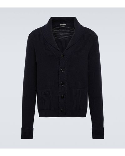 Tom Ford Ribbed-knit Cashmere Cardigan - Blue
