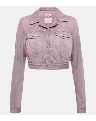 MM6 by Maison Martin Margiela Cropped Denim Jacket - Pink