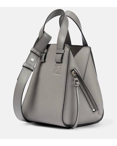 Loewe Hammock Compact Leather Tote Bag - Grey