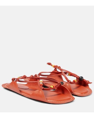 Marni X No Vacancy Inn Beaded Leather Sandals - Red