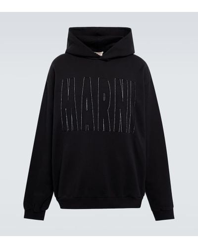 Marni Oversized Logo Cotton Hoodie - Black