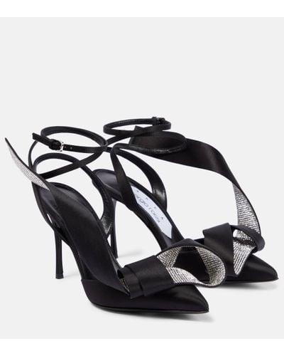 Area X Sergio Rossi Embellished Satin Slingback Court Shoes - Black