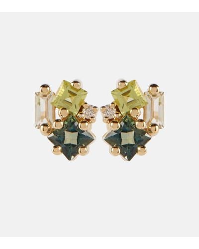 Suzanne Kalan Nadima 14kt Gold Earrings With Diamonds, Amethyst And Topaz - Multicolor