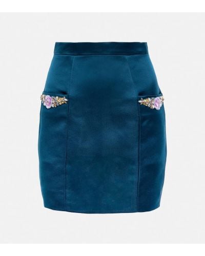 Miss Sohee Verzierter Minirock aus Seide - Blau