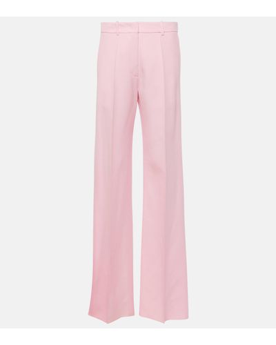 Valentino Wool And Silk Wide-leg Trousers - Pink