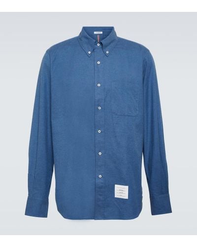 Thom Browne Camisa chambray de algodon - Azul