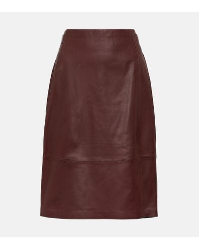 Vince Leather Pencil Skirt - Brown