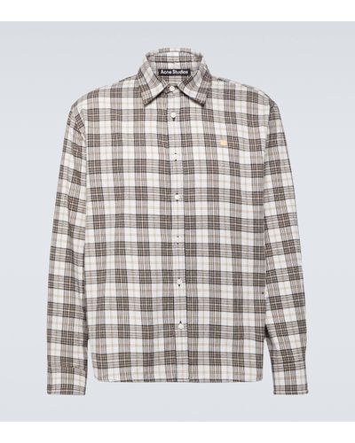 Acne Studios Checked Cotton Flannel Shirt - White