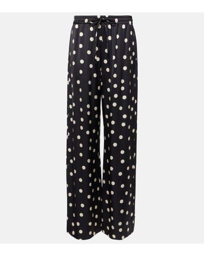 Stella McCartney Pantalones anchos con lunares de tiro alto - Negro