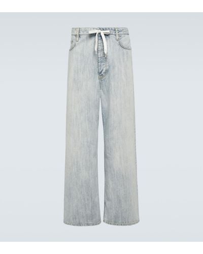 Balenciaga Mid-rise Cotton Twill Wide-leg Pants - Blue