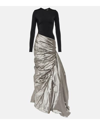 Rasario Draped Silk-blend Maxi Gown - Metallic