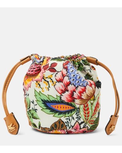 Etro Mini Leather-trimmed Printed Clutch - White
