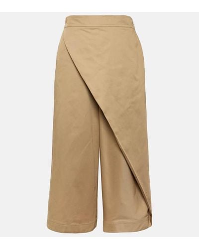 Loewe Wrapped Cropped Wide-leg Pants - Natural