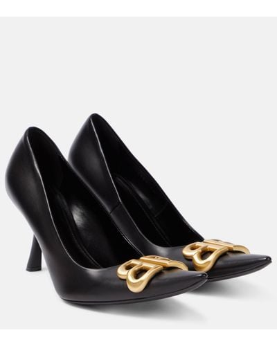 Balenciaga Flex Bb 90 Leather Court Shoes - Black
