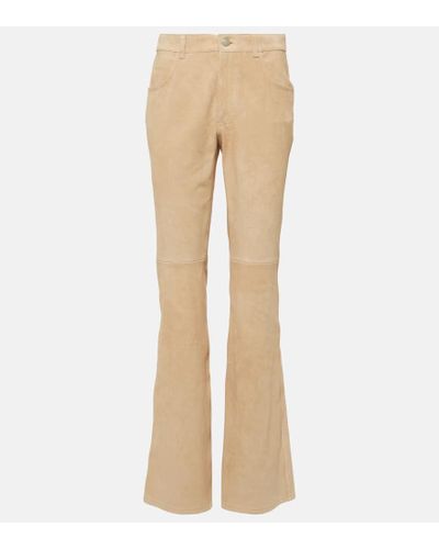 Chloé Pantaloni regular in suede a vita media - Neutro