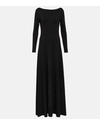 Saint Laurent Open-back Wool Maxi Dress - Black