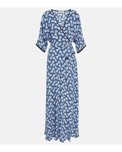 Diane von Furstenberg Robe Longue Portefeuille En Crêpe Imprimé Eloise - Bleu