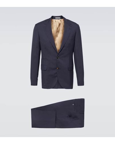 Brunello Cucinelli Single-breasted Wool And Silk Suit - Blue