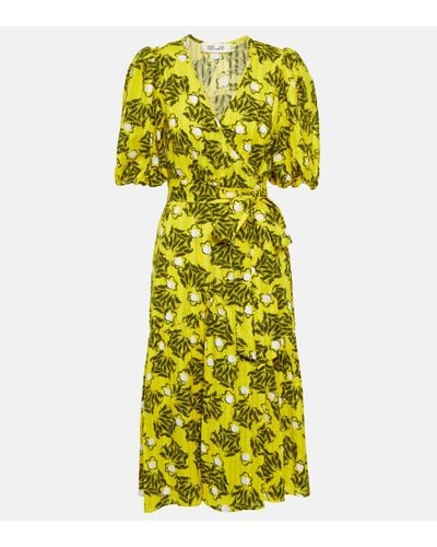 Diane von Furstenberg Didi Printed Cotton Minidress - Yellow