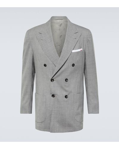 Kiton Double-breasted Wool Jacket - Grey