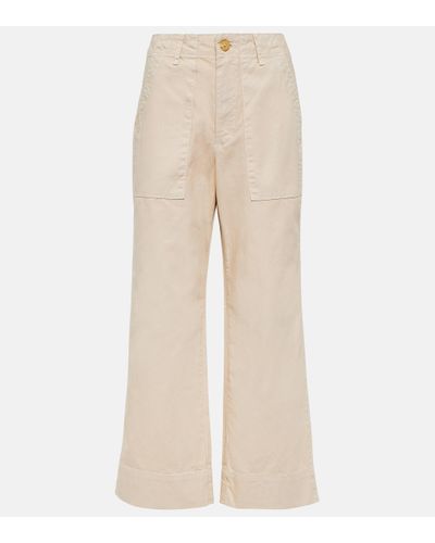 Velvet Mya Cropped Cotton Wide-leg Trousers - Natural