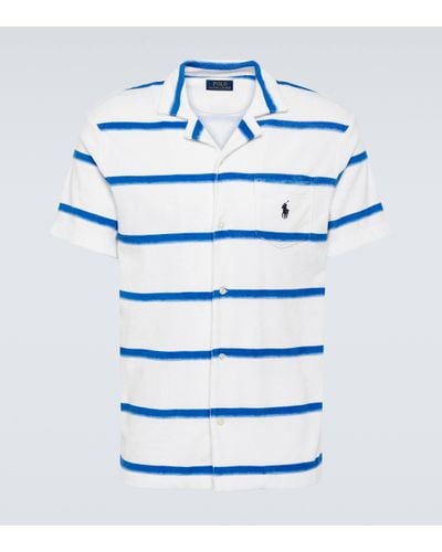 Polo Ralph Lauren Striped Cotton-blend Polo Shirt - Blue