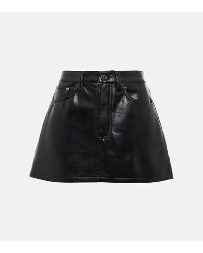 Agolde Faux-leather Miniskirt - Black