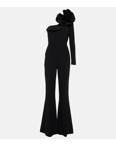 Elie Saab Floral One-shoulder Jumpsuit - Black