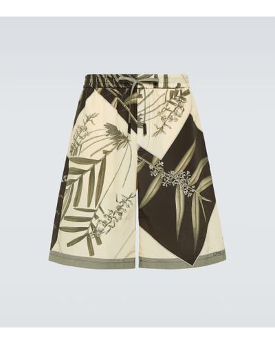 Loewe Paula's Ibiza Printed Cotton And Silk Shorts - Metallic