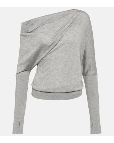 Tom Ford One-shoulder Cashmere And Silk Sweater - Gray