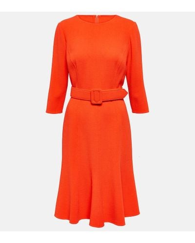 Oscar de la Renta Embellished Wool-blend Midi Dress - Red